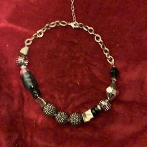 Black and silver multi beaded necklace